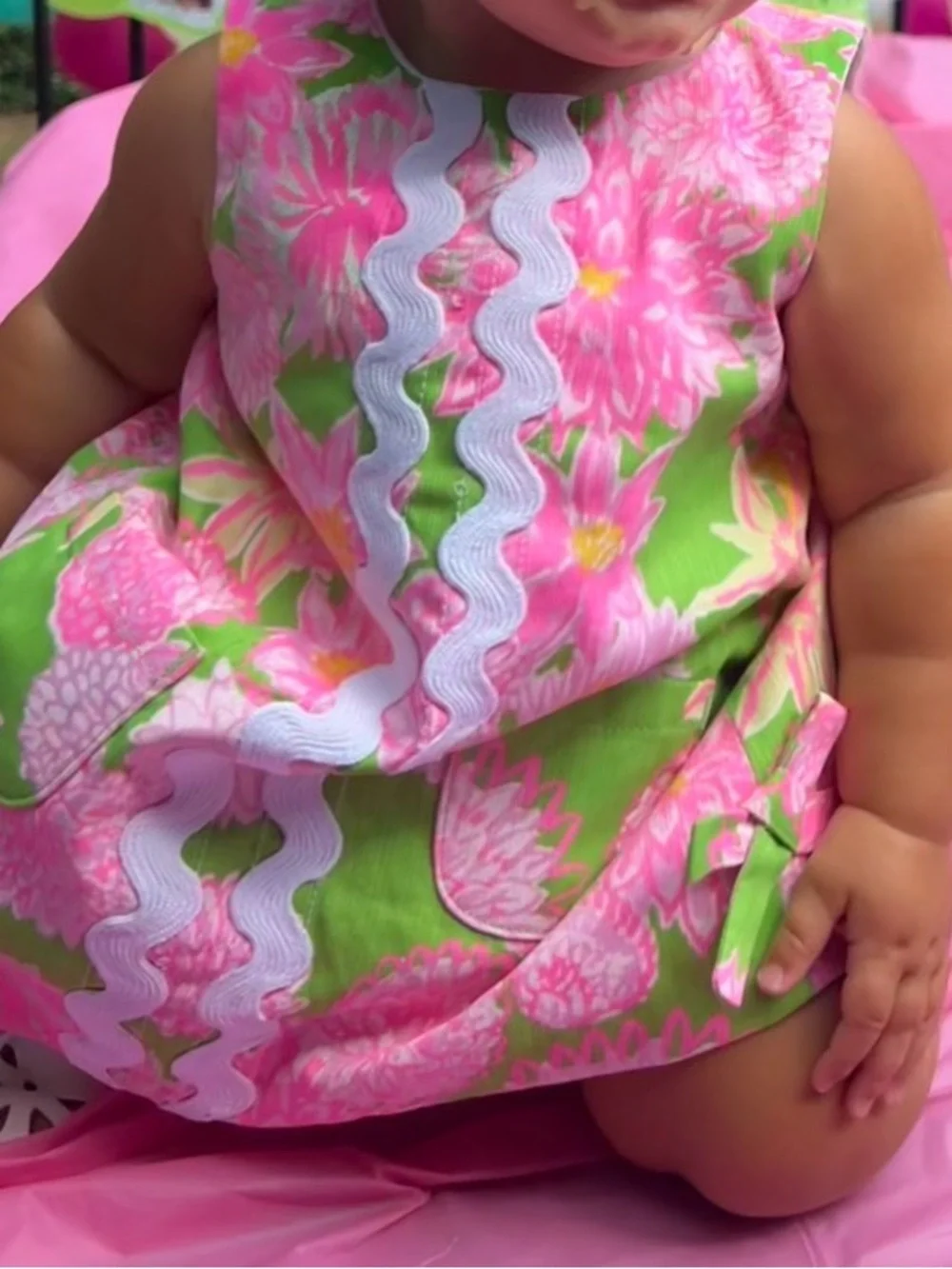 Lilly Pulitzer Girls Pink & Green Floral Dress Set